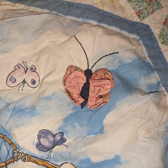 Vintage Classic Pooh Winnie the Pooh butterfly Baby Crib Blanket Quilt Quilted - Picture 2 of 16